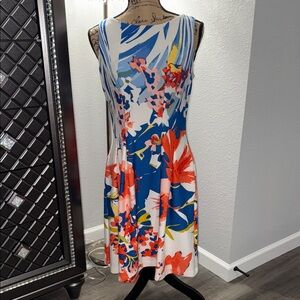 Gabby Skye Backless Floral Dress - Blue and Red Sz 8